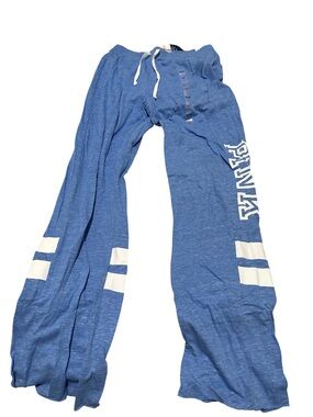 PINK Victoria's Secret Boyfriend Blue Joggers with White Stripes